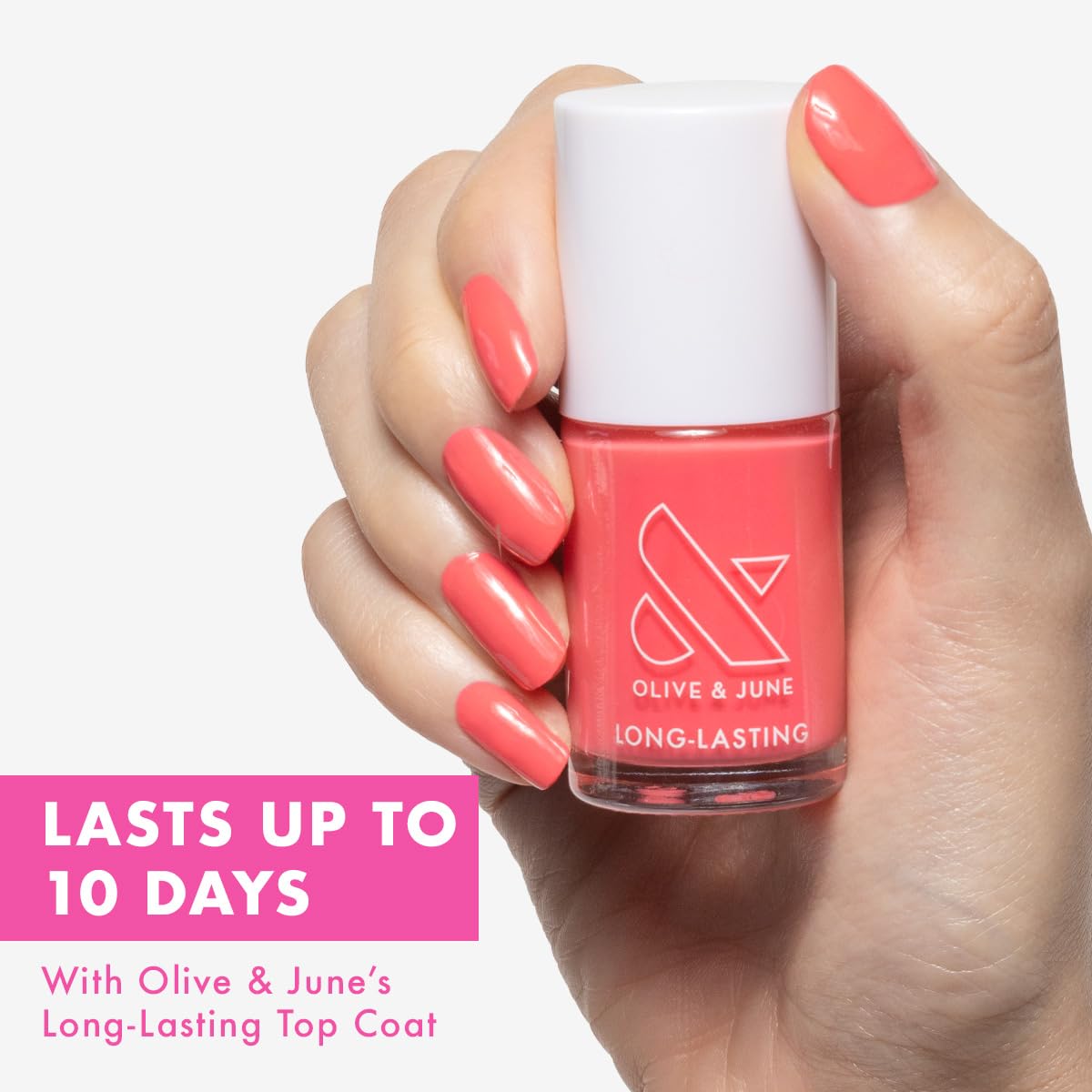 Olive & June Long Lasting Nail Polish | Gel-Like Finish No Lamp Needed | Lasts up to 10 days | Salon-Quality Color at Home | Vegan Cruelty-Free Chip-Resistant Shine |Maine Character Energy Lobster Red-BrightBean Baby