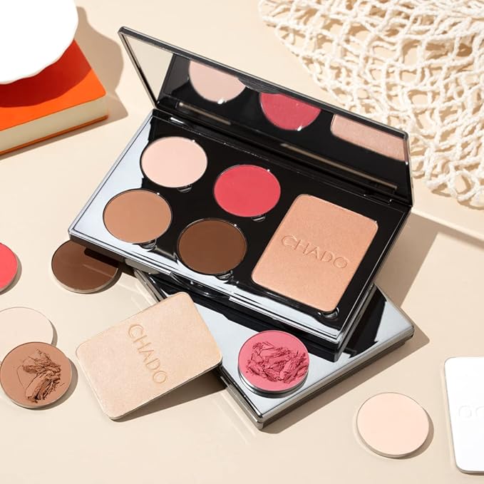 Monts & Merveilles Face Palette – Cream | Bronzer, Concealer, Contour, Blush, Setting Powder | Long Lasting | Face and Cheek Sculpting Palette | Refillable | Cruelty Free (Light to Medium Skin)-BrightBean Baby