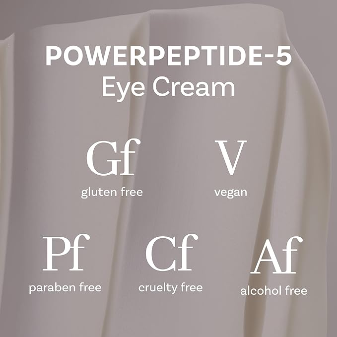PowerPeptide-5 Eye Cream, Anti Aging Skin Care with Hyaluronic Acid, Peptides for Under Eye Circles, Wrinkles, Dewy, Soft, Plump Skin, Vegan, Paraben, Cruelty & Alcohol Free, 1.69 fl oz-BrightBean Baby