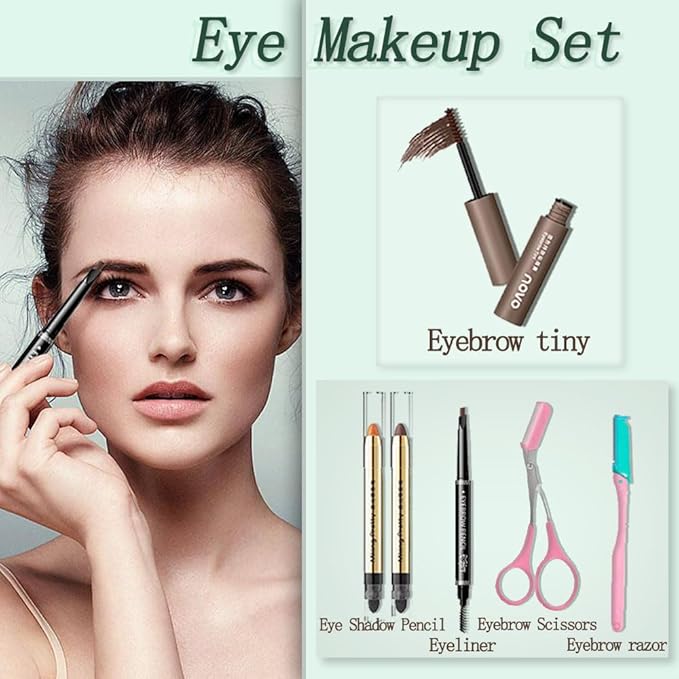 All-In-One And Portable Beginner Makeup Kit, Including Mascara, Eyeshadow Pencil, Eyeshadow Palette, Beauty Brush Set, Eyebrow Shaping Set And Other Props-BrightBean Baby