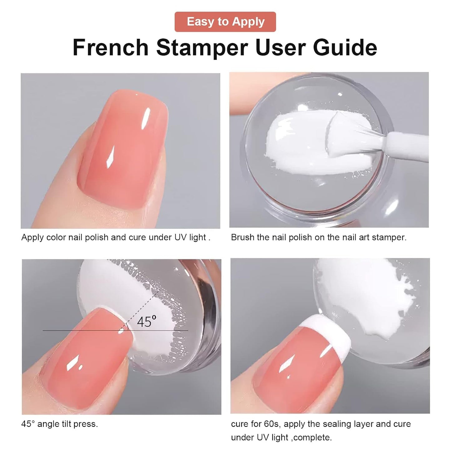 8PCS Nail Art Stamper Clear Silicone Nails Stamping Jelly with Scraper Transparent Visible Body DIY Manicure Nail Art Tool O-BrightBean Baby