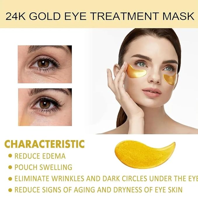 24K Collagen Eye Mask 60 Pcs Moisturzing Eye Pads for Puffy Eyes, Dark Circles, Under Eye Bags, Anti-Wrinkle, Moisturizing, Eye Skin Care Fast Absorption Eye Patches Gel for Women Man-BrightBean Baby