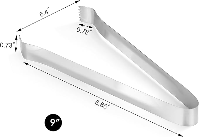 New Star Foodservice 42276 Restaurant-Grade Pom Tong, Stainless Steel, 9 inch, Set of 6, Silver