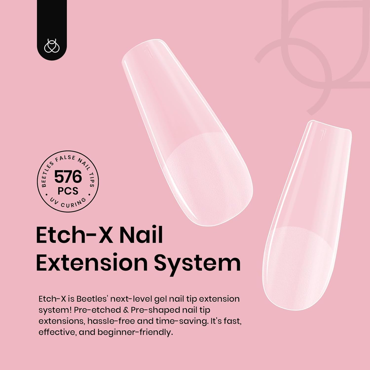 Beetles Short Coffin Nail Tips 576 PCS Half Matte Pre-shape Short Coffin Fake Nails 12 Sizes Full Cover Acrylic False Nails Nail Extension DIY Manicure Gifts for Women-BrightBean Baby