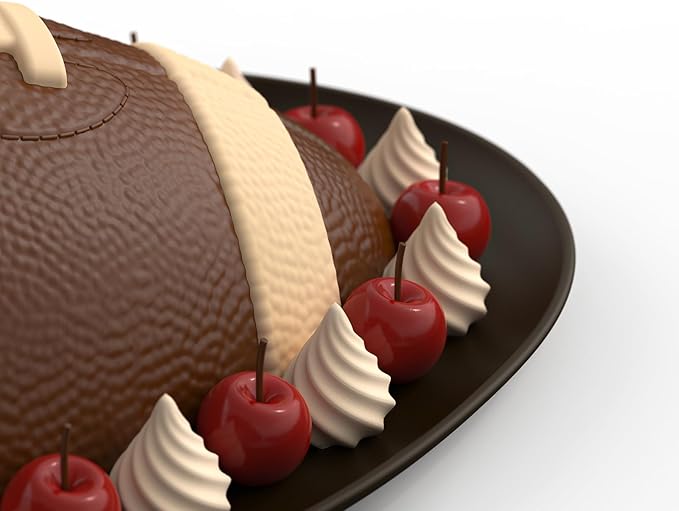 Football Cake Pan with Scraper - 12 Inch Nonstick Football Shaped Silicone Mold for Baking, 3D Breakable Chocolate Mold, Sports-Themed Party