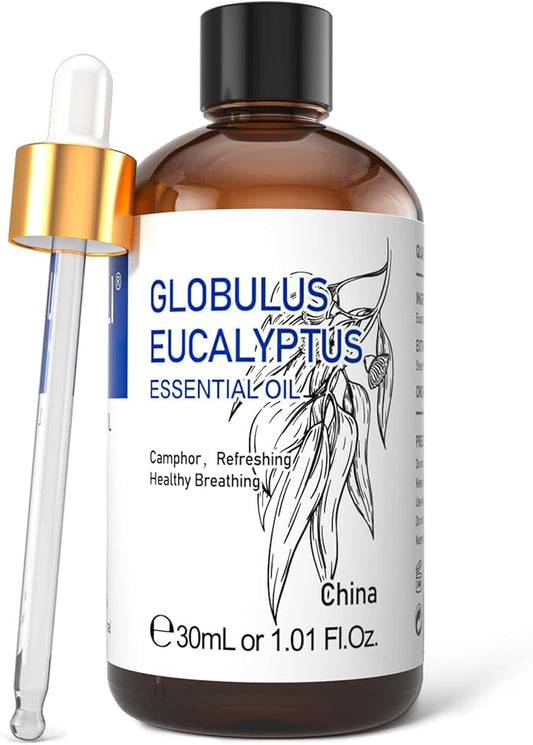 HIQILI Eucalyptus Essential Oil 1 Fl Oz, 100% Pure Natural Therapeutic Grade, Premium Grade Glass Dropper for Diffuser, Humidifier, Air Freshening, Cleaning, Home, Skin-BrightBean Baby