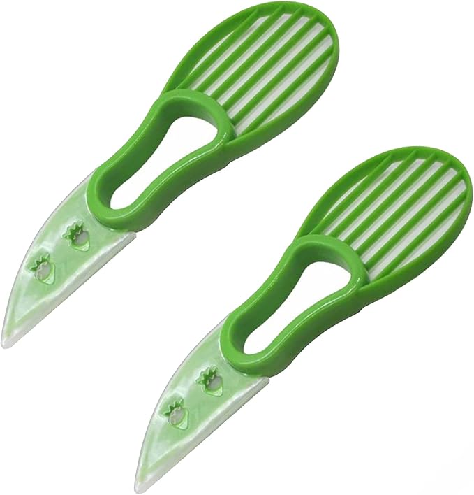 Avocado Slicer (Pack of 2) - 3 In 1 Tool - Cutter, Peeler, Pitter & Scooper - Multifunctional Knife - Splitter - Easy to Use - Kitchen Gadgets