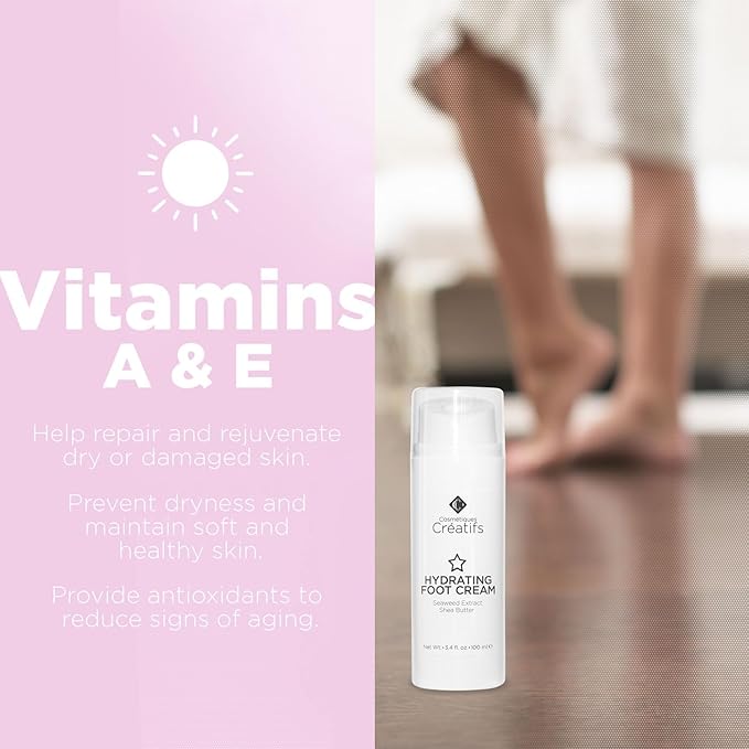 Hydrating Foot Cream for Dry Cracked Heels and Feet, 3.4 fl. oz., Deep Moisturizing Seaweed Extract and Shea Butter, Restores Soft Supple Skin-BrightBean Baby