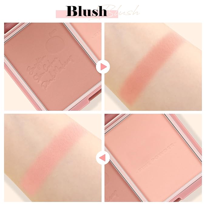 Boobeen Highlighter Contour Makeup Palette Face Matte Bronzer Powder, Compact Contouring Blush for Cheeks, Natural Long Lasting with Brush-BrightBean Baby