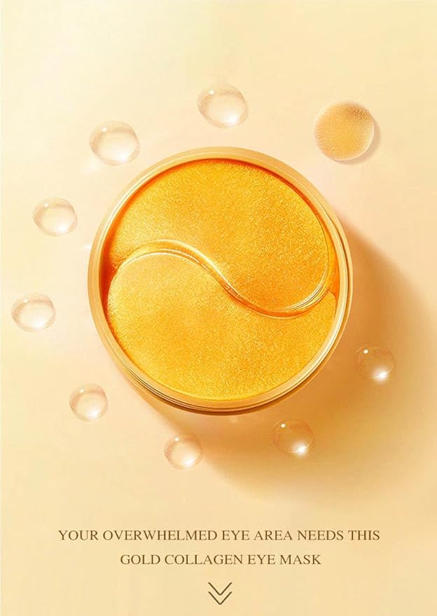 Golden 24K Radiant Under Eye Gel Mask (30 Pairs) Rejuvenating, Hydrating, Moisturizing Therapy for Under Eye Wrinkles, Dark Circles, Puffy Eyes, Refreshing, Revitalizing, Travel-BrightBean Baby