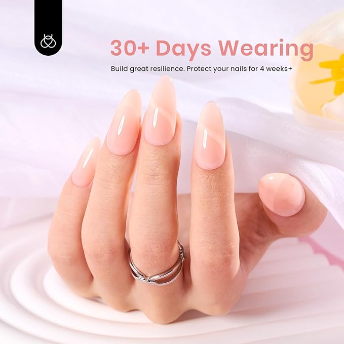 Beetles Builder Gel for Nails, 7 in 1 Builder Nail Gel Nude Jelly Beige Color Building Nail Apex & Nail Extension Strengthener Thin Nails DIY Nail Art Design for Beginner Women-BrightBean Baby