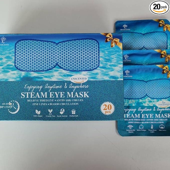 Steam Eye Mask for Travel Essentials,Sleep Mask Warm Compress for Eyes,Heated Eye Masks for Reduce Puffiness & Dark Circles & Restful Sleep,Self Care SPA Relaxation Gifts for Women Unscented 20 Packs-BrightBean Baby