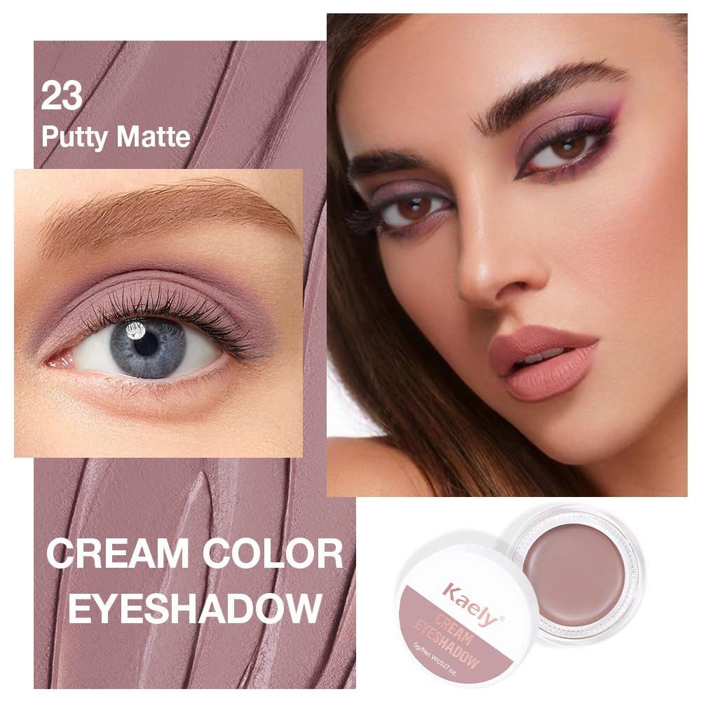Single Cream Putty Matte Eyeshadow Palette Makeup, Natural Single Mini Instant Holographic Eyeshadow For Older Women, Sombras Crema Para Ojos, Talc, Paraben & Cruelty Free, 23-BrightBean Baby