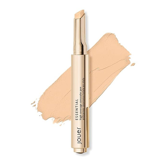 Jouer Essential High Coverage Concealer Pen - Under Eye Concealer for Dark Circles - Brightening Makeup for Eye Circles - Color Corrector Eye Primer with Hyaluronic Acid and Vitamin E-BrightBean Baby