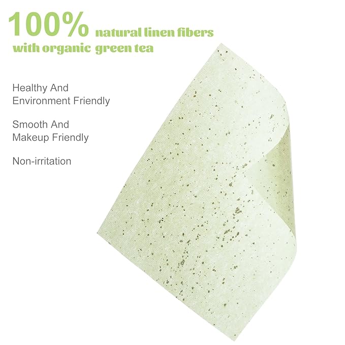 Oil Blotting Sheets for Face, Blotting Paper For Oily Skin Green Tea 100 sheets with Portable Mirror Case & Makeup Puff, Oil Absorbing Sheets For Face-BrightBean Baby