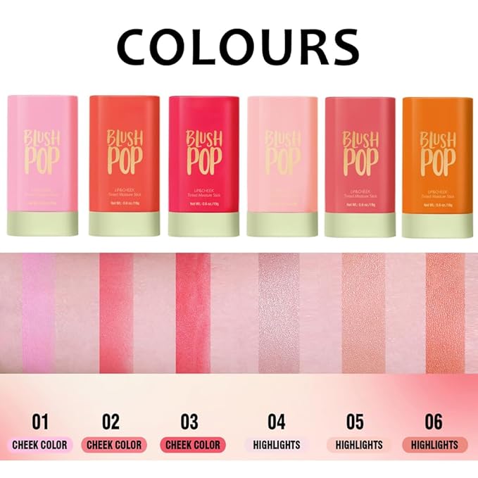 Soft Creamy Highlighter Blush Stick, Silky Smooth Shimmer Bronzer Stick,Waterproof Blendable Natural Glow Highlighter Makeup Stick, Lightweight Body Face Illuminator Luminizer,06 Golden Brown-BrightBean Baby