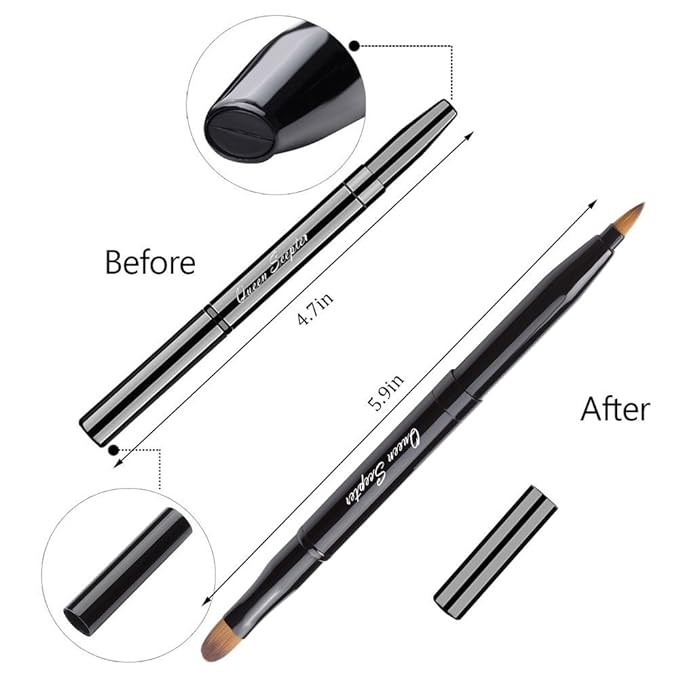 Retractable Lip Brush Concealer Makeup Dual End Travel Size Lipstick Brush With Cap-BrightBean Baby