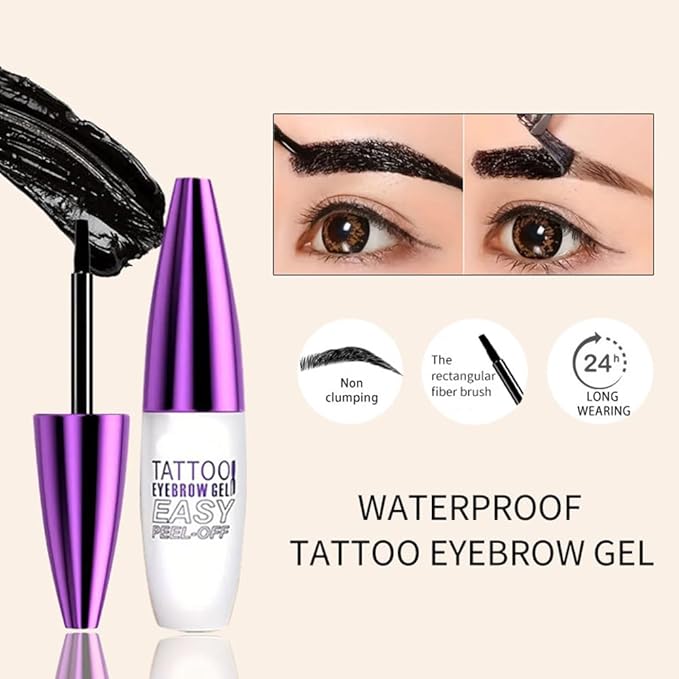 Peel Off Tattoo Brow Tint Gel - 2pcs Brown Eyebrow Kit, Waterproof, Transfer-Proof & Sweatproof, Quick Peel Formula for Natural Fuller Brows, Mother’s Day Gifts for Women All Skin Types-BrightBean Baby