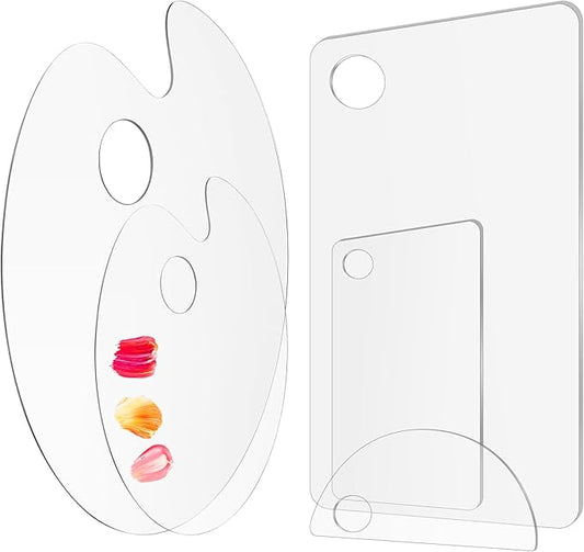 5PCS Acrylic Paint Palette Clear Paint Pallet,Transparent Non-Stick Oil Paint Palette with Protective Kraft for Craft DIY Art Painting Palette- Adults & Kids-BrightBean Baby