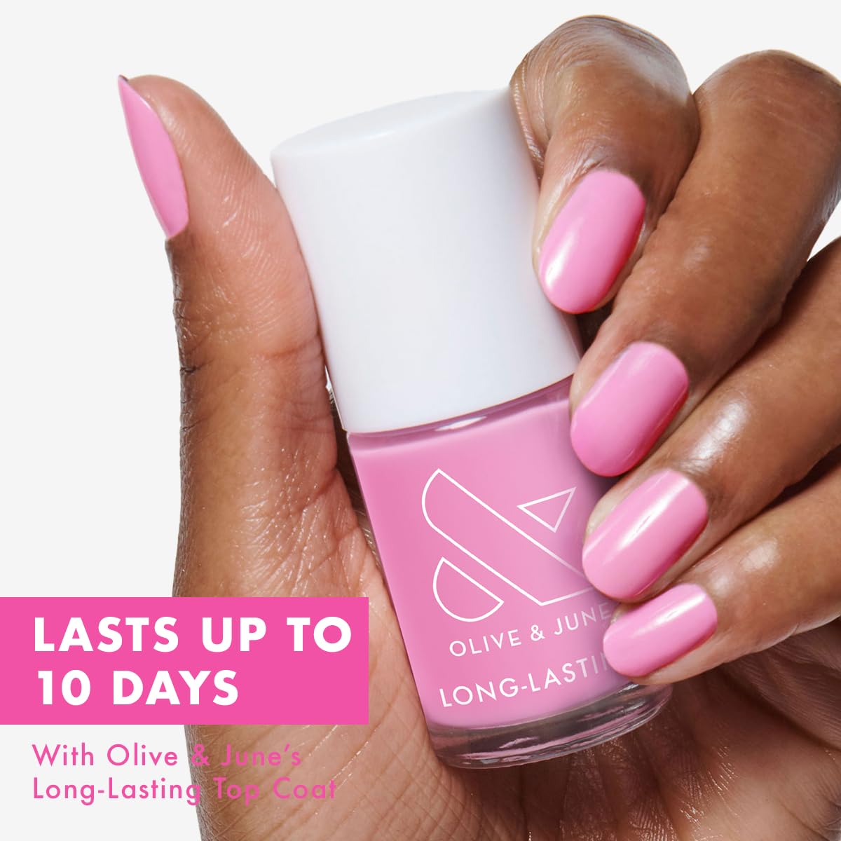 Olive & June Long Lasting Nail Polish | Plump, Gel-Like Finish No Lamp Needed | Lasts up to 10 days | Salon-Quality Color at Home | 15-Free, Vegan Cruelty-Free Chip-Resistant Shine | JM Pinky Lavender-BrightBean Baby