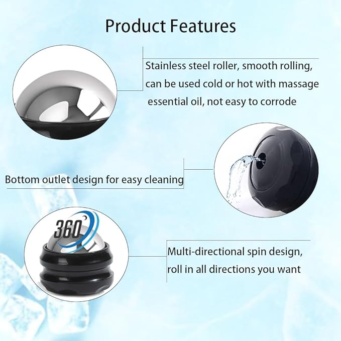 Cold Massage Roller Ball - Gifts for Men Women Teens Boys，Stays Cold for 6 Hours, Home Office Travel Essentials,Sports Fitness Relaxations Gift,Rapidly Relieve Muscle Pain and Tension-BrightBean Baby
