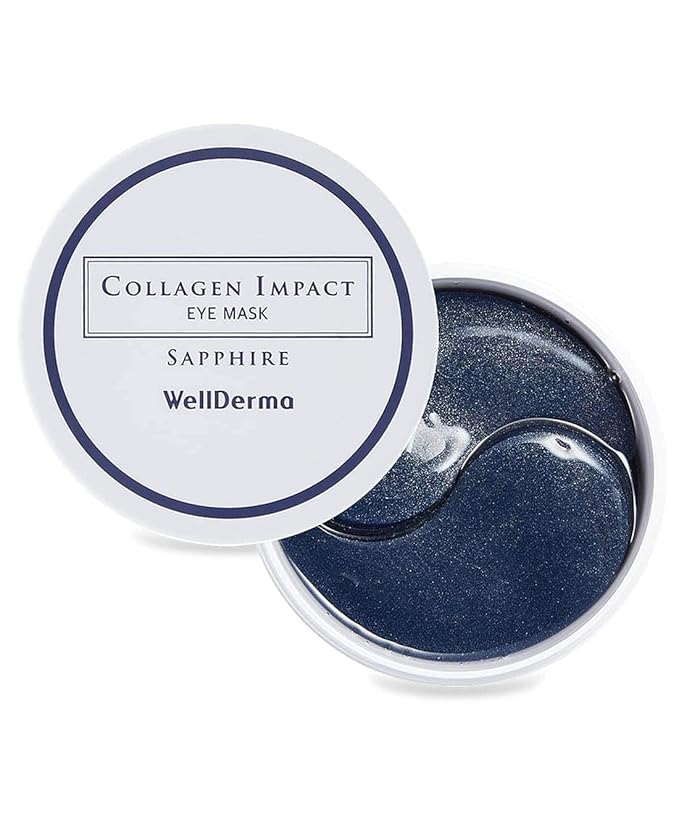 WELLDERMA Collagen Impact Sapphire Eye Mask 60 Sheets - NOURISHing ENRICHed Moisturizing Hydrogel Eye Patches Wrinkles Collagen, Under Eye for Dark Circles, Dry and Dull Skin-BrightBean Baby