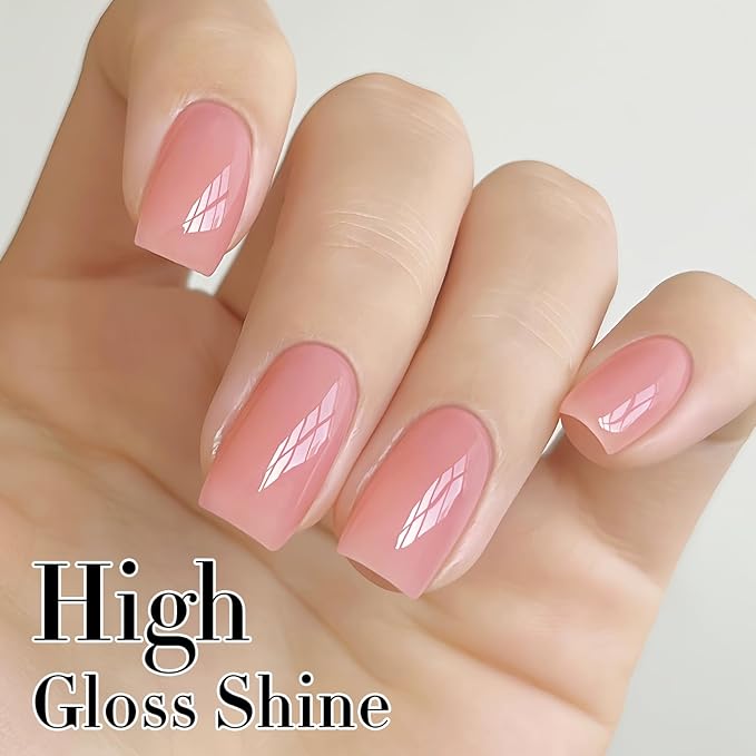 Double Rhythm 0.50 OZ Translucent Gel Polish Same Color Same Bottle Sheer Pastel Neutral Natural Milky 15 ML Jelly UV Nail Art DIY at Home (Jelly Rose Pink-A1380)-BrightBean Baby