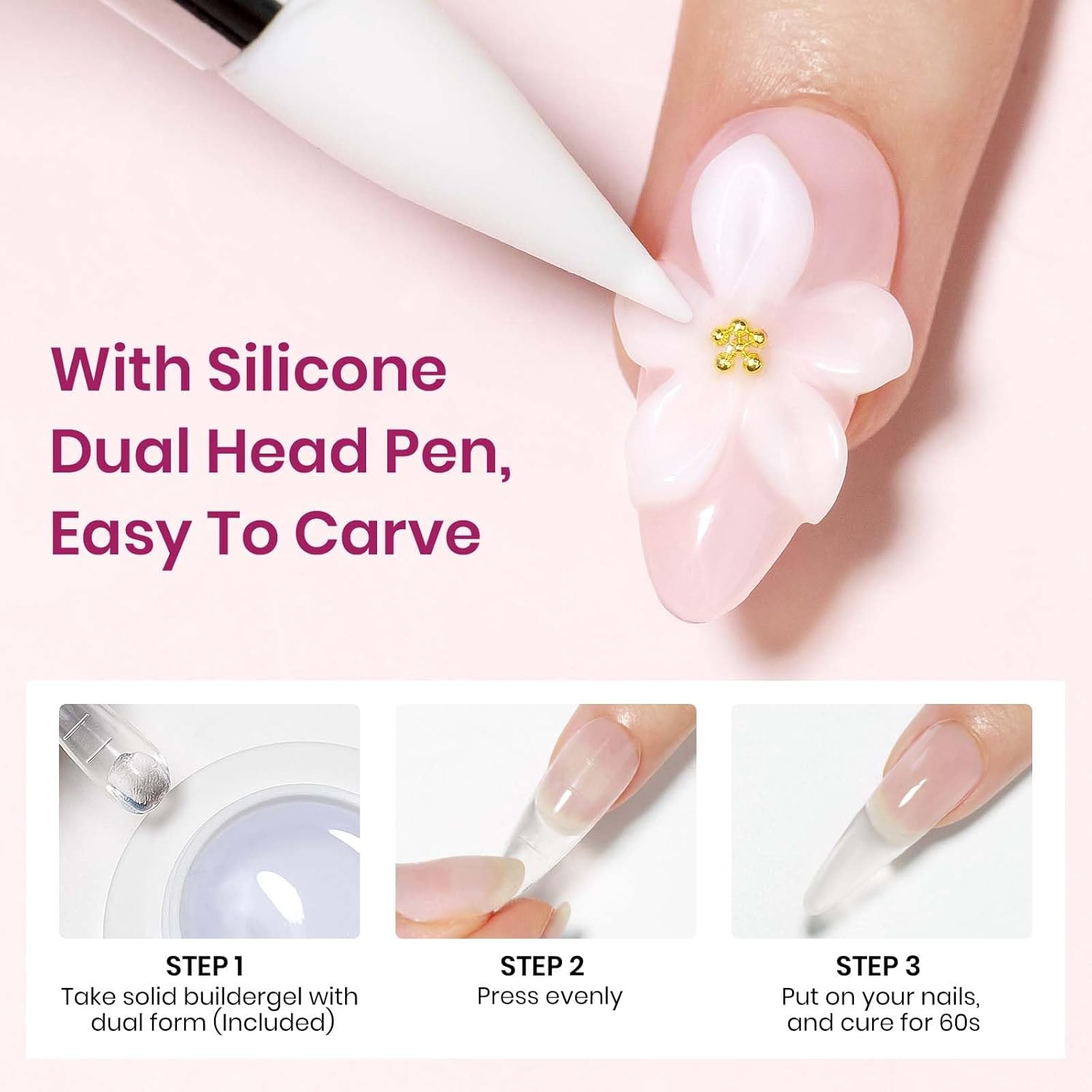 Solid Builder Gel for Nails 2PCS, Sculpting Gel 3D Nail Art Non-Stick Hand, Clear & White, Hard Gels For Nails Modeling, Sculpture, Nail Extension UV/Led Manicure DIY At Home 18g-BrightBean Baby