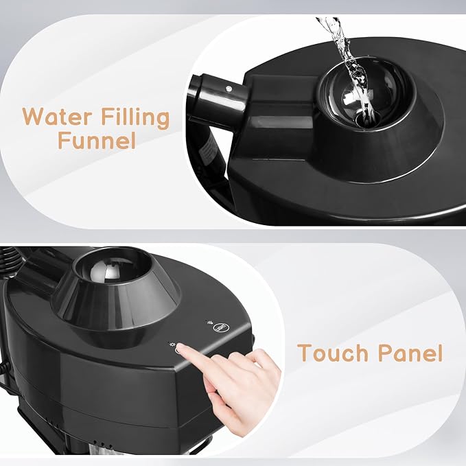 Winado 2 in 1 Professional Facial Steamer with 5X Magnification Lamp & Touch Screen, Esthetician Steamer Humidifier Face Spa Mist Steam for Home Beauty Salon, Personal Skin Care Deep Cleaning, Black-BrightBean Baby