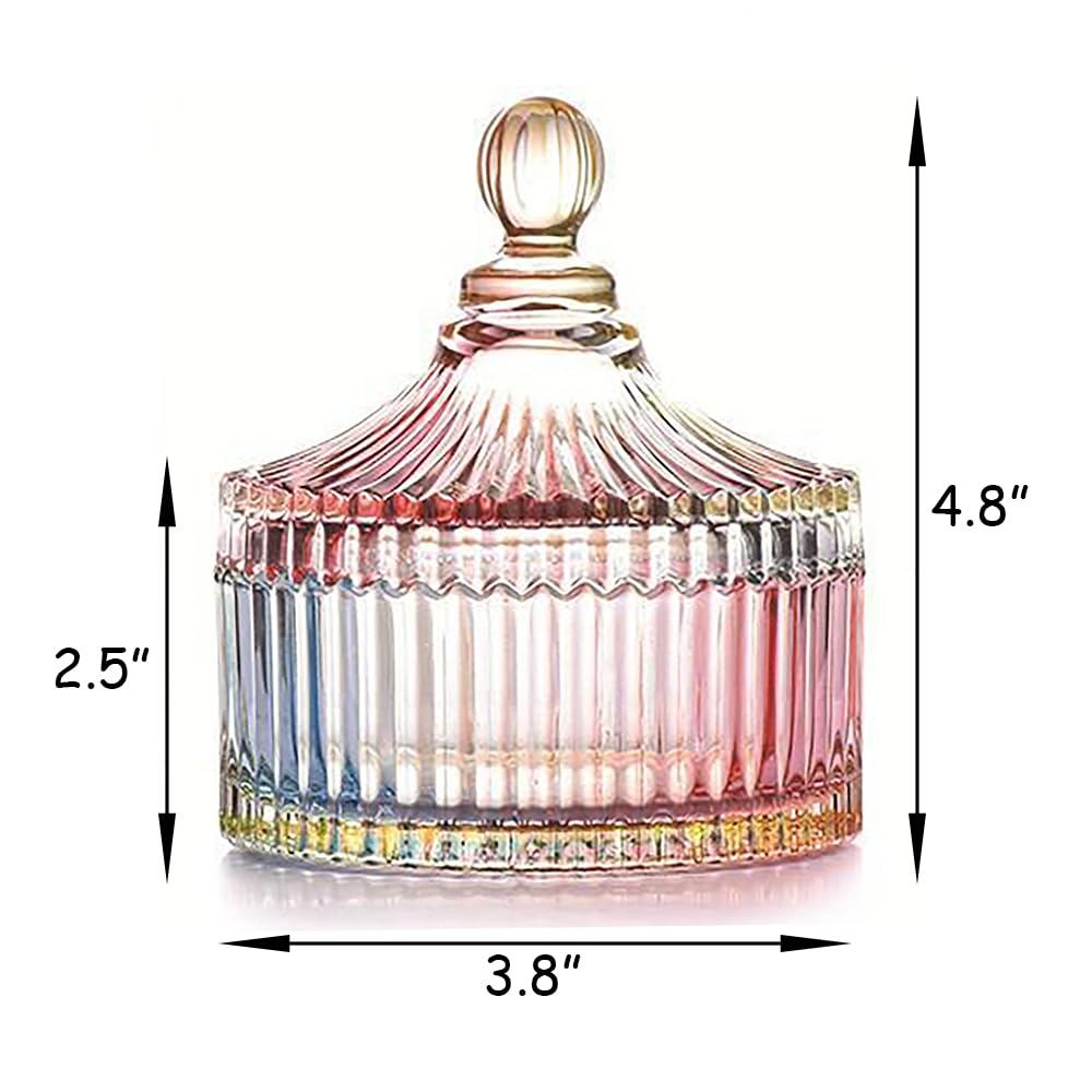 Ultra Soft Powder Puff and Rainbow Container 3.3" High Density Velvet Dusting Washable Reusable Powder Puff,Body Powder Puff and Glass Jar Holder Loose Powder Box with Puff(Multi-Color)-BrightBean Baby