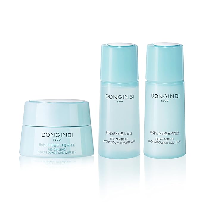 DONGINBI Red Ginseng Hydra Bounce Cream Fresh Travel Kit - Hydrating and Nourishing Skincare Set- Hydra Bounce Softener 15ml, Emulsion 15ml, Cream 7ml-BrightBean Baby