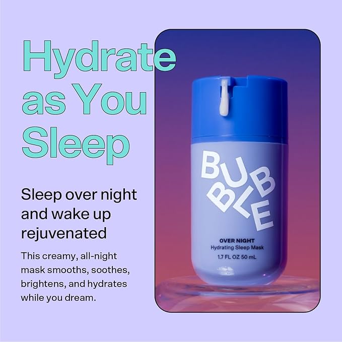 Bubble Skincare Over Night Hydrating Sleep Mask - Gentle Exfoliating Overnight Face Mask for Skin Barrier Repair - Formulated with Mandelic Acid & Sodium PCA to Hydrate, Brighten & Soothe Skin (50ml)-BrightBean Baby