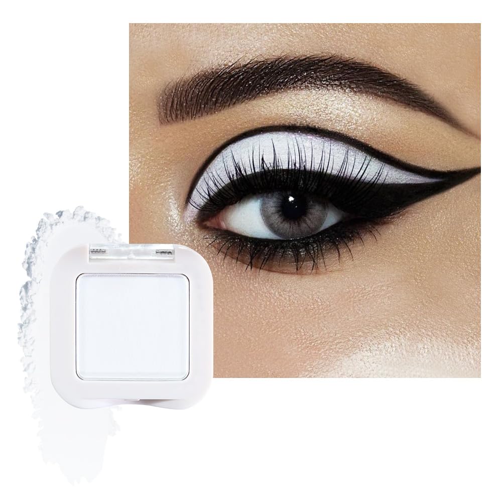 Buildable Matte Eyeshadow Makeup Palette Single - White Shades | Creamy Pressed Powder for Easy Blending | Mini Travel Palette for Women | Everyday Natural Eye Makeup-BrightBean Baby