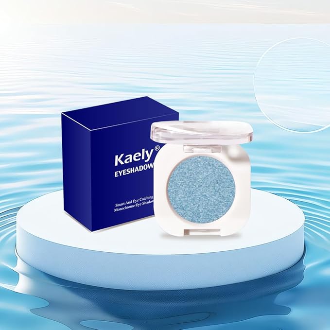 Sky Blue Single Metallic Shimmer Eyeshadow Makeup, Neutral Powde Eye Shadow for Women, Sky Blue Metallic Glitter Singles Eyeshadow Palette Pigmented Waterproof, Girls Monochrome Eyeshadows Gift-BrightBean Baby