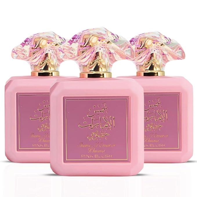 Ard Al Zaafaran Pink Blush Shams Al Emarat Khususi Eau De Parfum For Women Spray 100 ML (3.4 OZ) Long Lasting Arabian Perfumes For Women - Elegant & Sweet Ladies Perfume for Every Occasion (Pack of 3)-BrightBean Baby