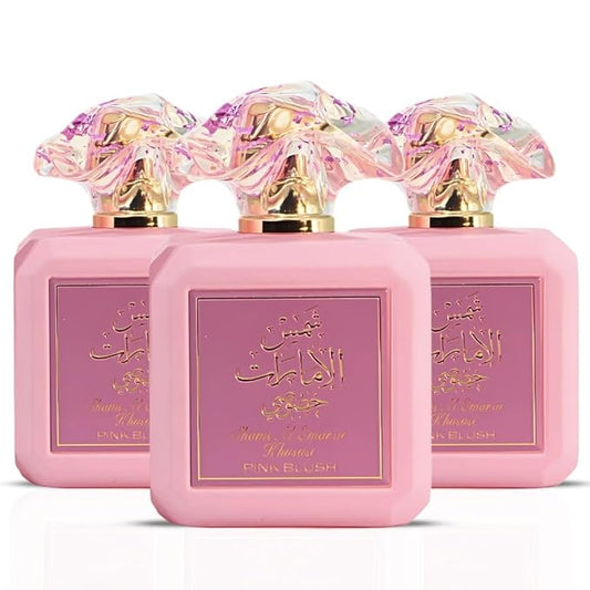 Ard Al Zaafaran Pink Blush Shams Al Emarat Khususi Eau De Parfum For Women Spray 100 ML (3.4 OZ) Long Lasting Arabian Perfumes For Women - Elegant & Sweet Ladies Perfume for Every Occasion (Pack of 3)-BrightBean Baby