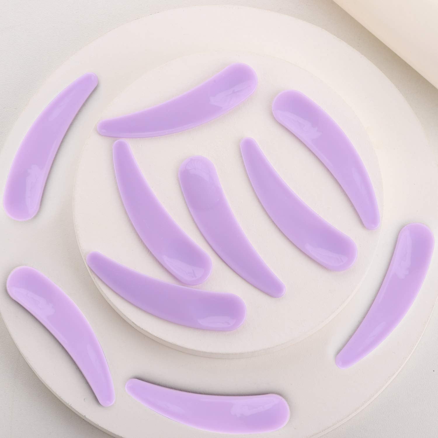 Refillable Cosmetic Sample Jars - 100 Pack 10g (0.35oz) Purple Small Travel Containers with Lids + 10 Mini Makeup Spatulas - BPA Free-BrightBean Baby