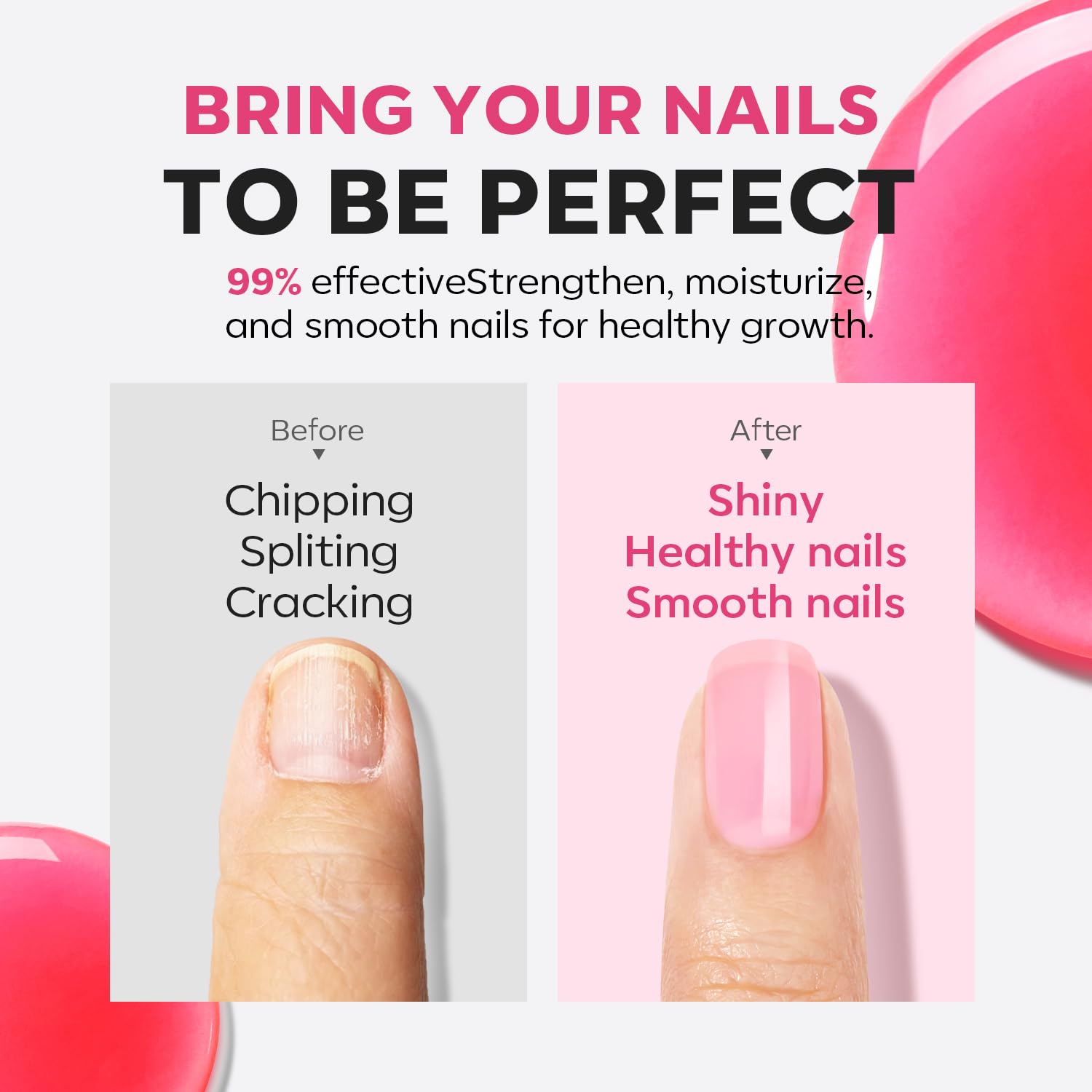 modelones Nail Strengthener Jelly Pink Nail Polish Repair 8-in-One Nail Ridge Filler Nail Strengthener and Growth for Damaged Nails 15ml-BrightBean Baby