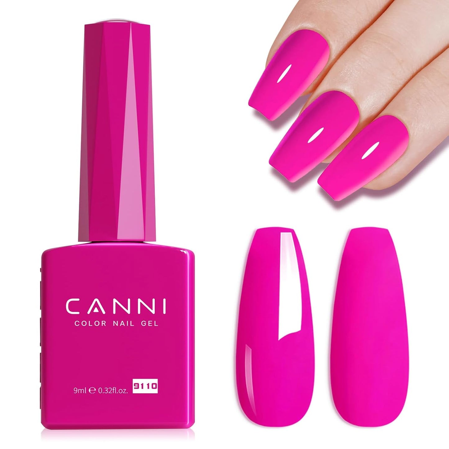 CANNI Hot Pink Nail Gel Polish, 1Pcs Bright Coral Pink Cerise Color High Gloss Soak Off UV Gel Nail French Nail Manicure Salon DIY-BrightBean Baby