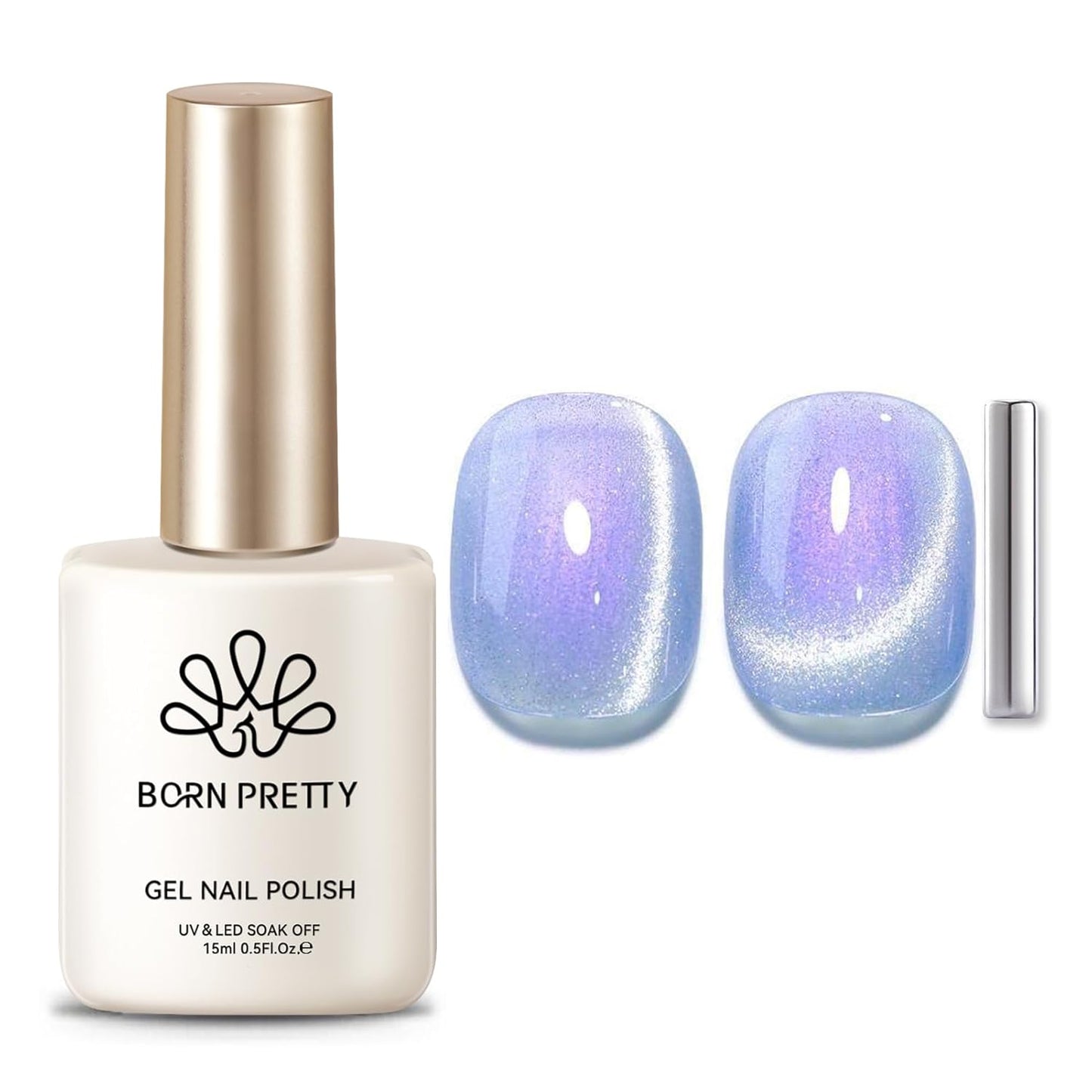 Born Pretty Cat Magnetic Eye Gel Nail Polish, Fairy Purple Glitter Cat Magnetic Gel Nail Polish for Nail Art Manicure Salon DIY at Home 15ML-BrightBean Baby