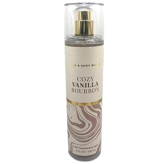 Bath & Body Works Bath and Body Works Cozy Vanilla Bourbon Fine Fragrance Mist 8 Fluid Ounce Body Spray (2023 Limited Edition)-BrightBean Baby