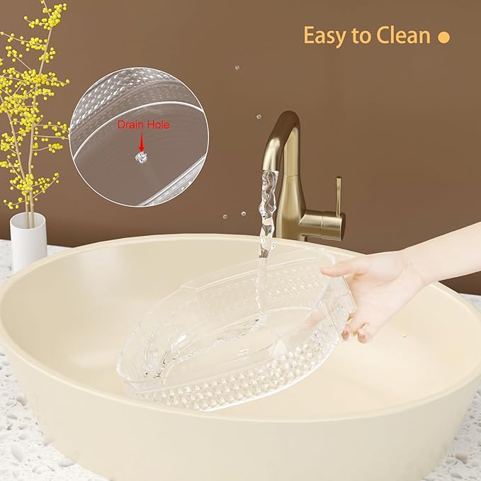 Awenia Rotating Makeup Organizer 360, Stackable Adjustable Large Capacity Cosmetic Storage Unit,Dresser Bathroom Kitchen Countertop Organizer with Metal Handle, Plus Size (Clear, 1 Tier)-BrightBean Baby