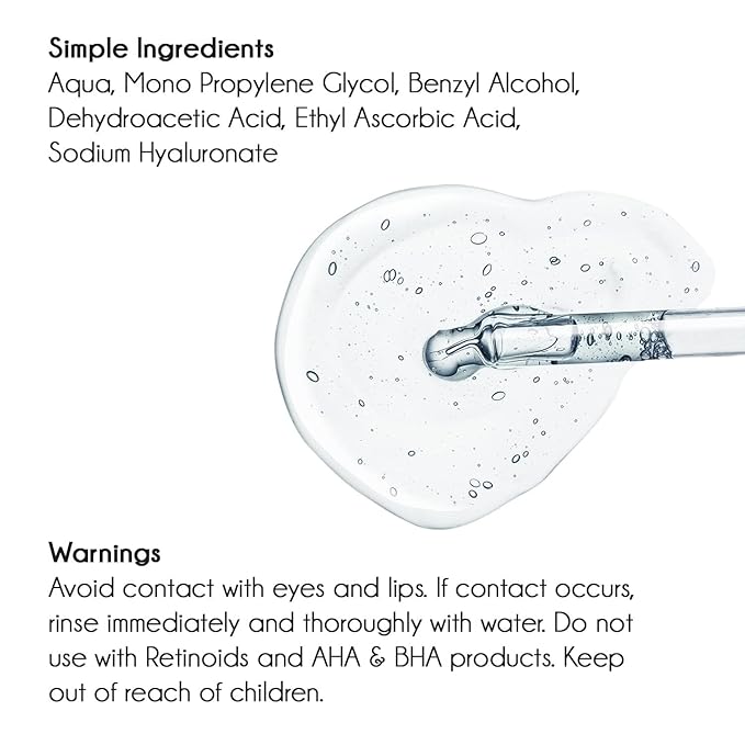 Hyaluronic Acid Serum for Face with Vitamin C, Brightening Serum, Pure, Hydrating Serum to Plumb Skin, Reduce Fine Lines, Wrinkles and Dark Spots, Low Molecular Weight [0.75 oz]-BrightBean Baby