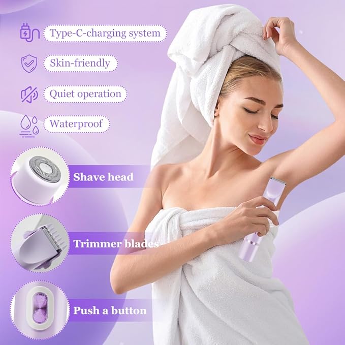 Women's Electric Dual Headed Shaver, 2 in 1 Bikini Trimmer, USB Rechargeable Electric Razors Body Hair Trimmer-BrightBean Baby