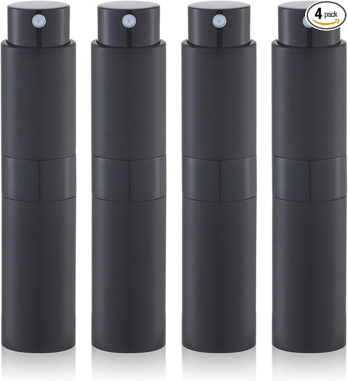 Travel Perfume Bottle Refillable - Cologne Spray Atomizer Mini - Small Travel Size Sprayer Empty for Refill Sample Container - Portable Fragrance Decant Dispenser for Men Women 8ml 4PCS Black-BrightBean Baby