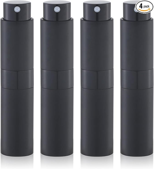 Travel Perfume Bottle Refillable - Cologne Spray Atomizer Mini - Small Travel Size Sprayer Empty for Refill Sample Container - Portable Fragrance Decant Dispenser for Men Women 8ml 4PCS Black-BrightBean Baby