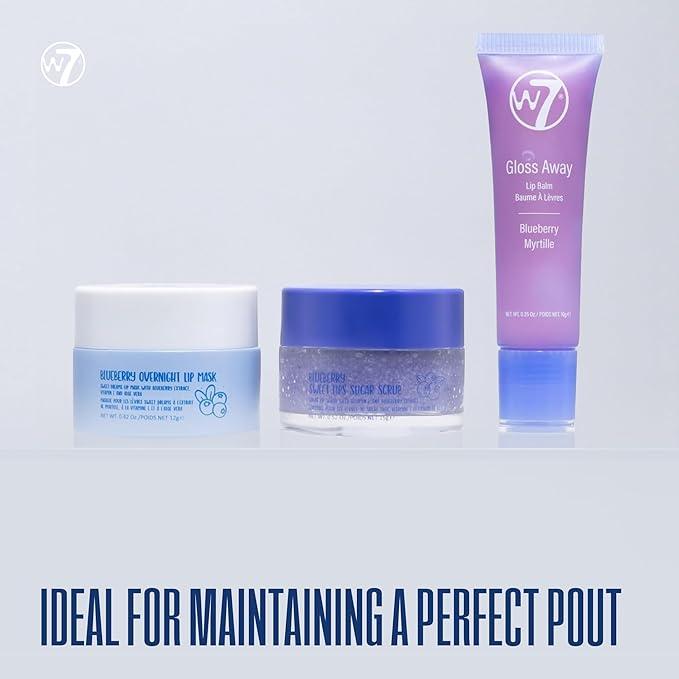 W7 Sweet Dreams Lip Care Trio - 3 Piece Set - Overnight Lip Mask, Lip Balm & Lip Scrub - Blueberry-BrightBean Baby