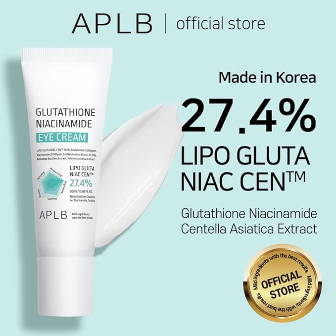 APLB Glutathione Niacinamide Eye Cream | LIPO GLUTA NIAC CEN™ 27.4% 0.68 FL.OZ/Korean Skincare, Eye cream for dark circles and puffiness, Improve elasticity & provide moisture around eye region-BrightBean Baby