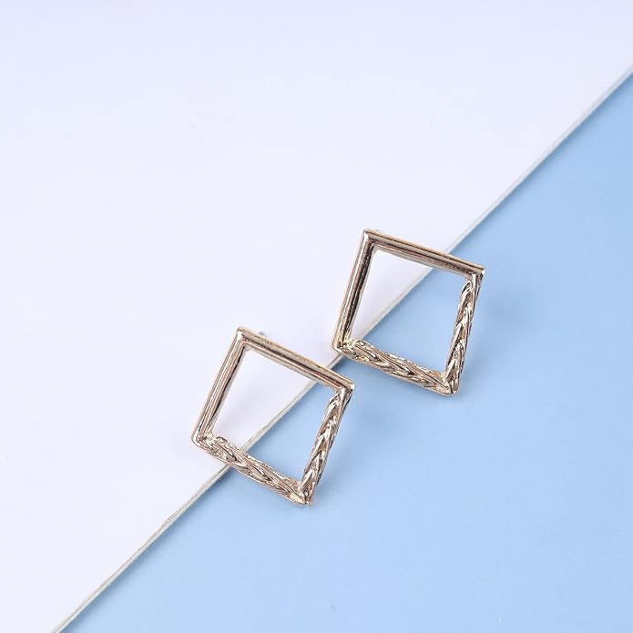 Vintage Hammered Square Drop Earrings Gold Hollow Square Earrings Metal Square Stud Earrings Minimalist Geometric Square Earrings Jewelry for Women-BrightBean Baby