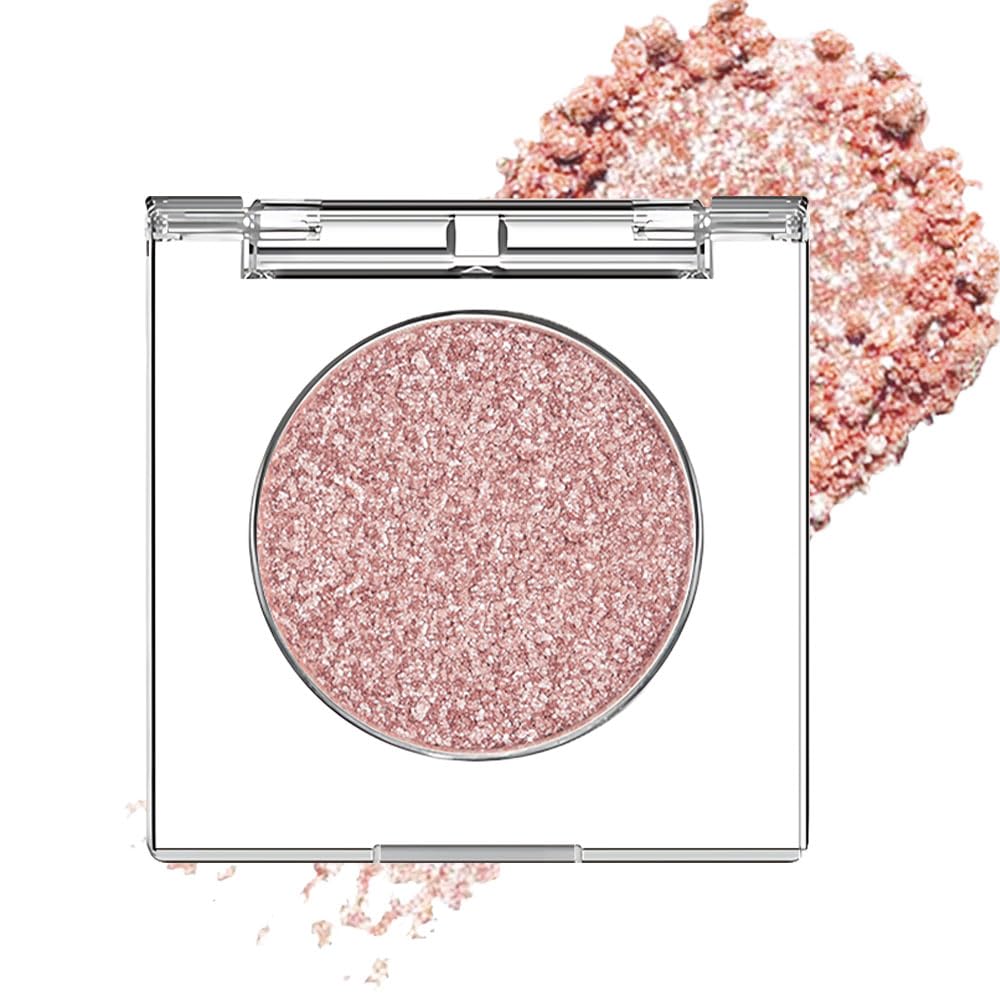 Champagne Pink Rose Monochrome Shimmer Eyeshadow Palette Makeup,Long Lasting Naturing-Looking Lightweight Glitter Single Eyeshadow,Neutral Powde Eye Shadow for Older Women-BrightBean Baby